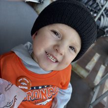 closeup of son at Broncos game