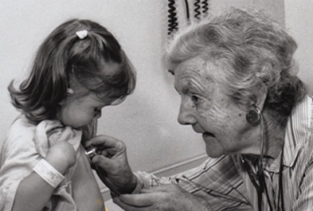 Audrey Evans with patient