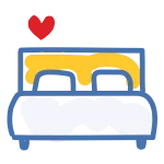 illustrated icon of a bed representing a private bedroom